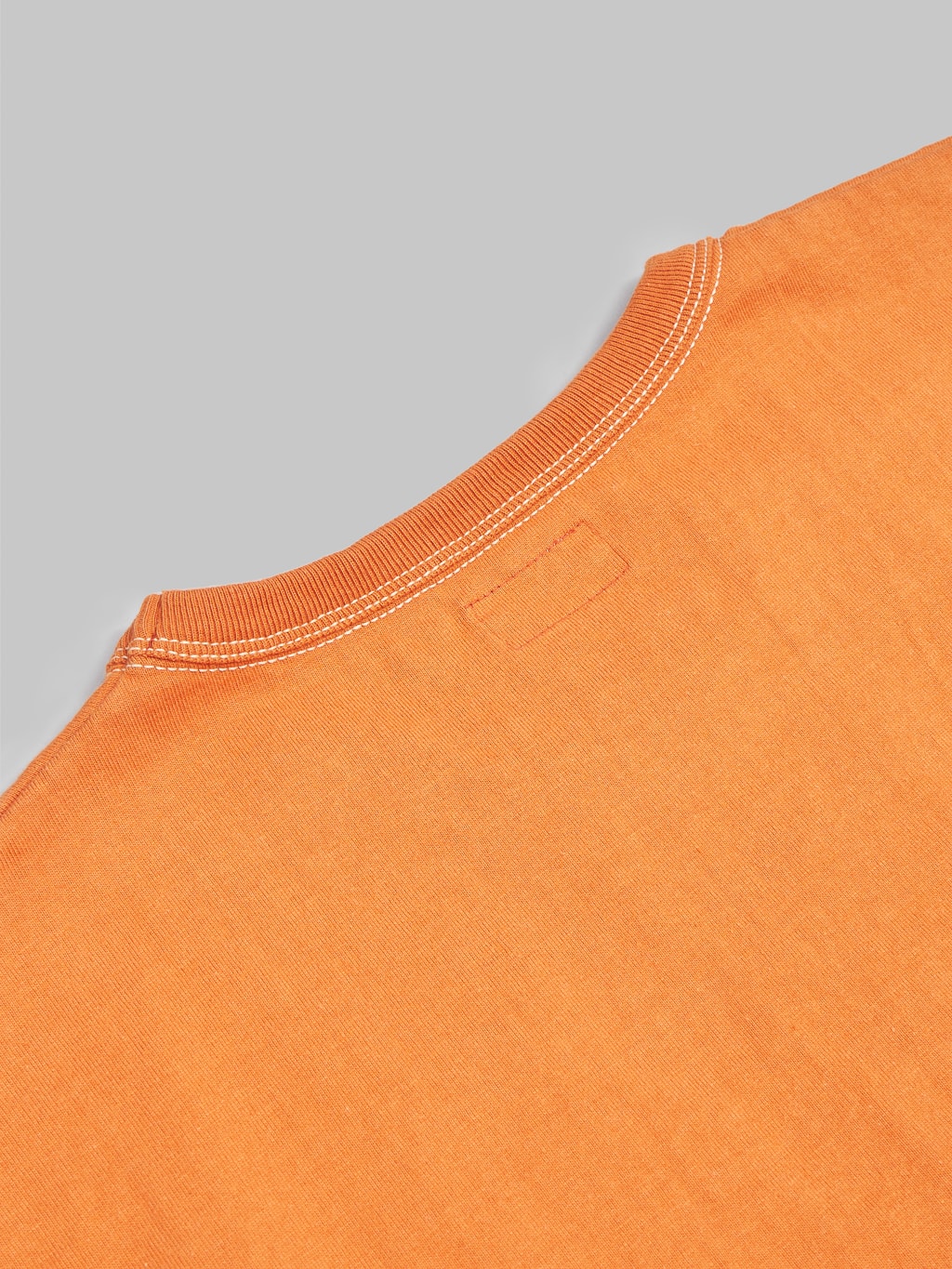 The Flat Head Loopwheeled Heavyweight Plain TShirt Dark Orange triple stitched collar