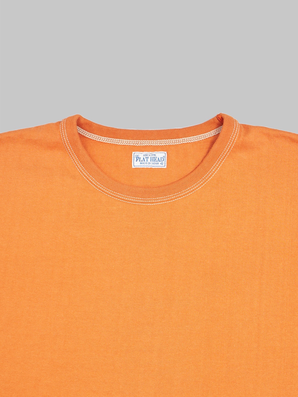 The Flat Head Loopwheeled Heavyweight Plain TShirt Dark Orange collar details
