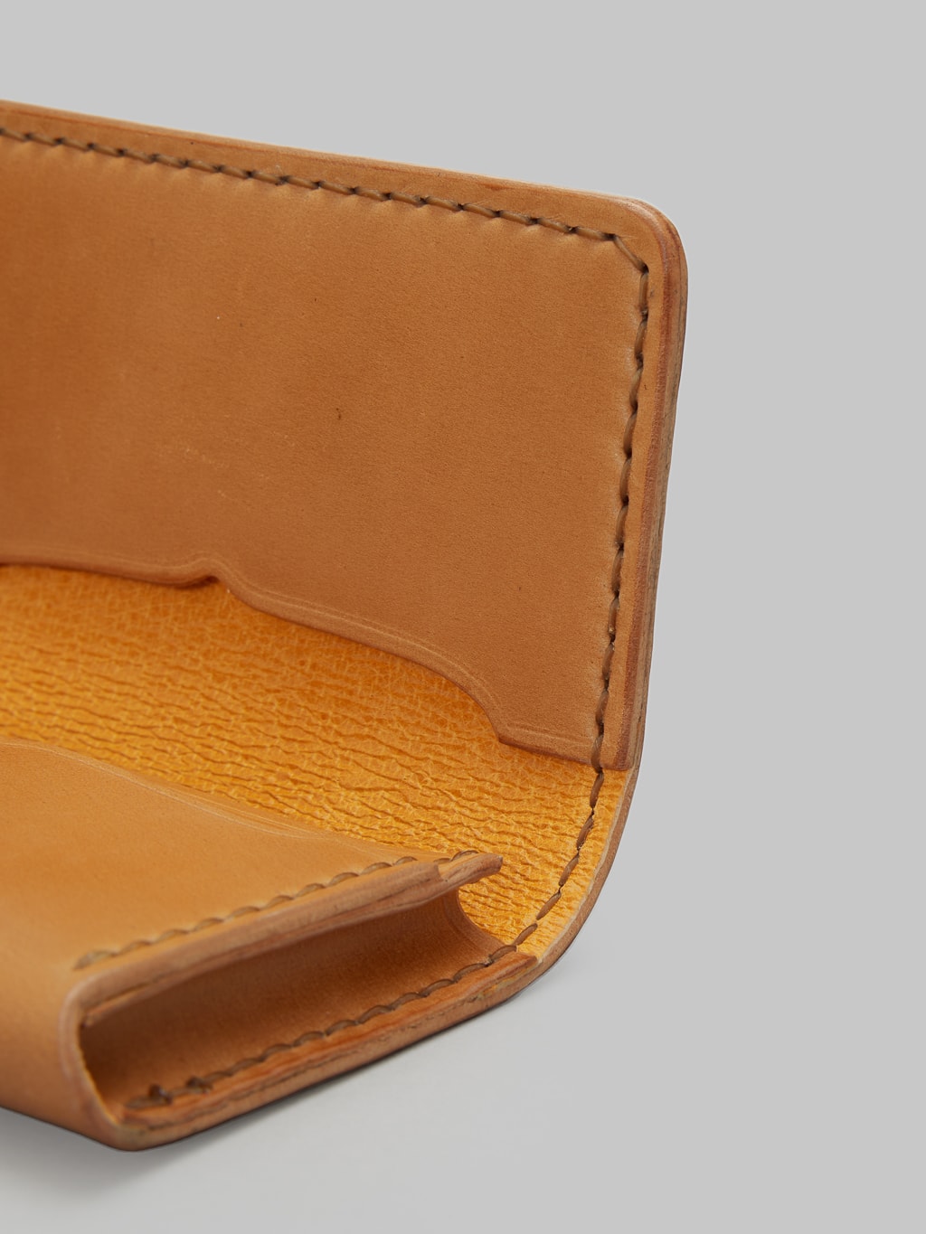 The Flat Head handsewn small cordovan card case camel texture