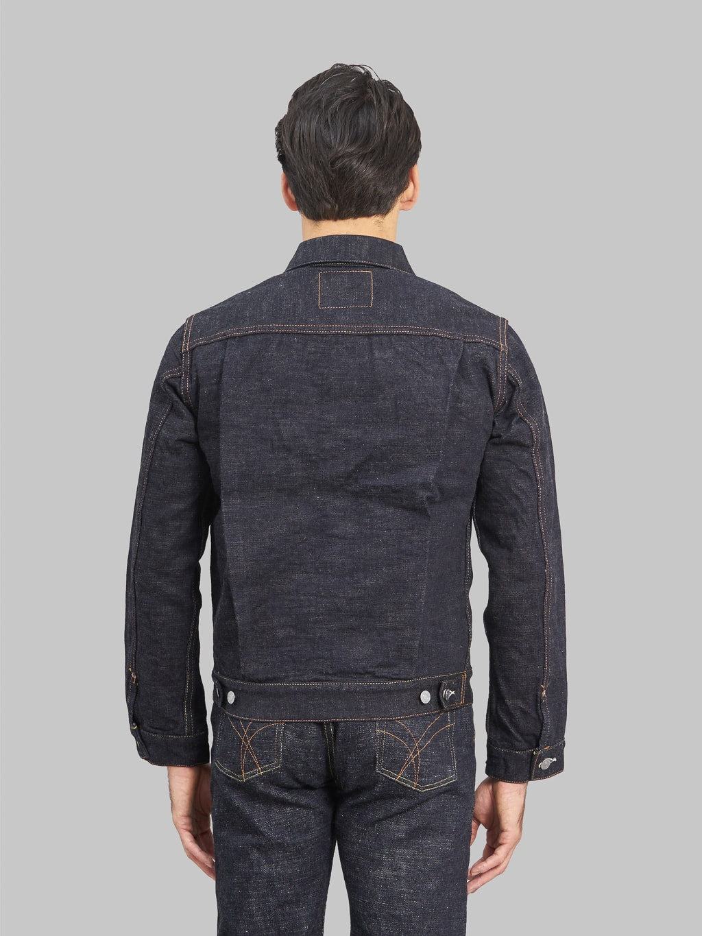 The Strike Gold 15oz Slub Grey Weft Type II Denim Jacket back