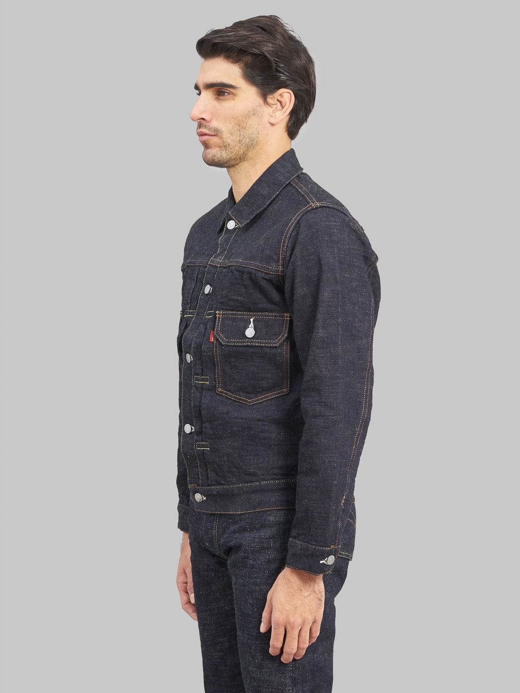 The Strike Gold 15oz Slub Grey Weft Type II Denim Jacket side