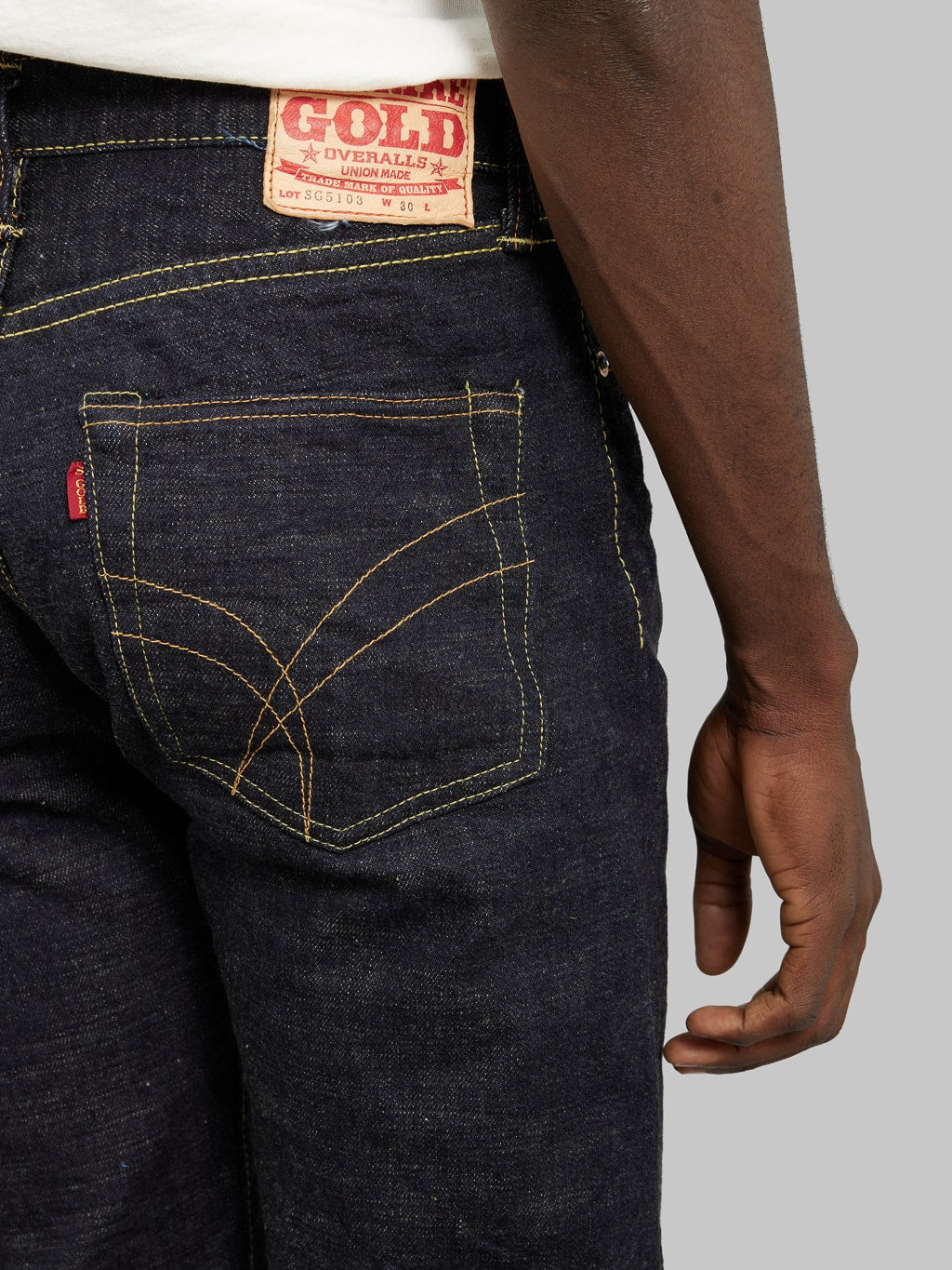 The Strike Gold 5103 Slub Grey Weft regular Straight Jeans back pocket