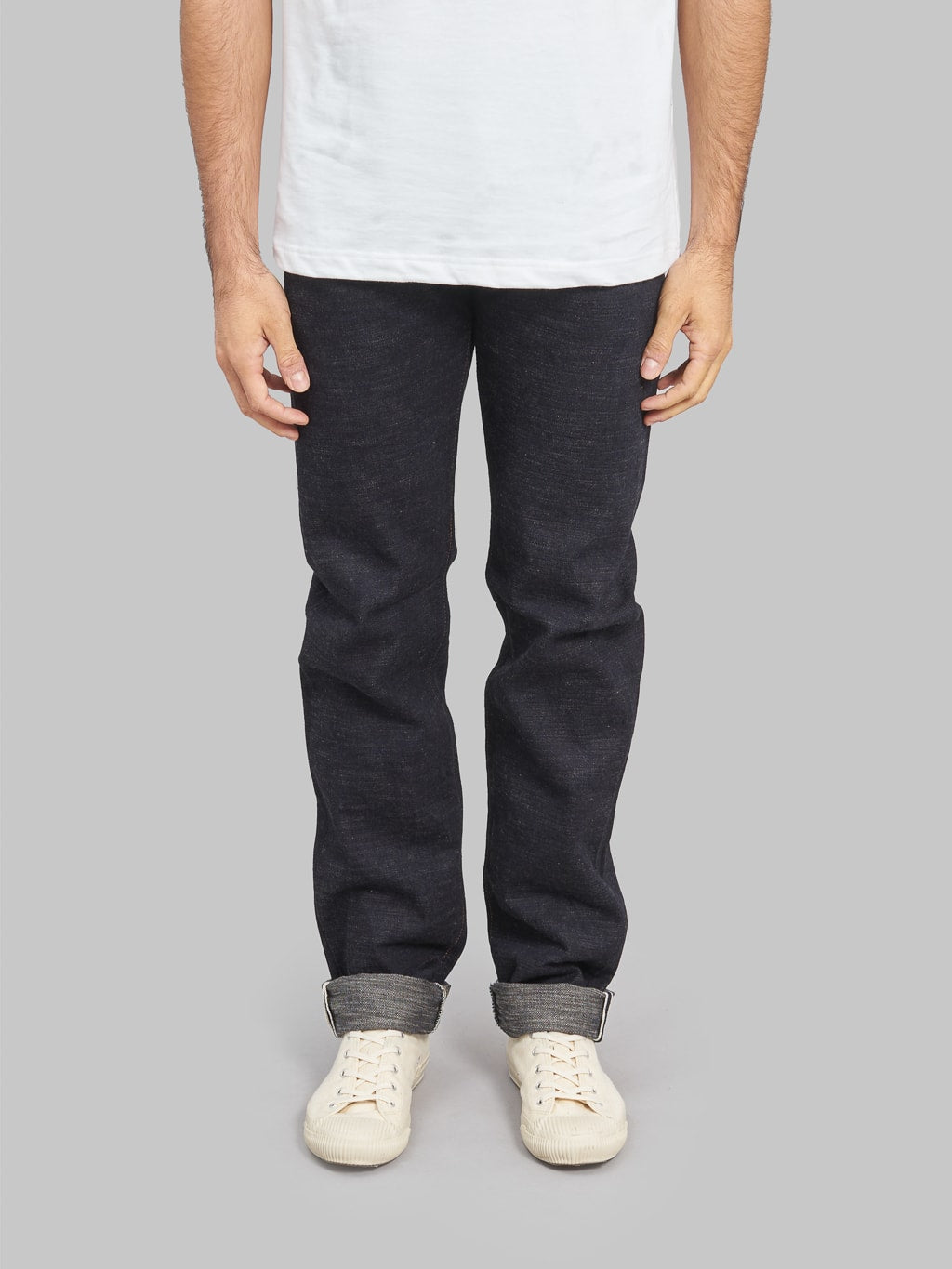 The Strike Gold 5104 Slub Grey Weft Straight Tapered Jeans front