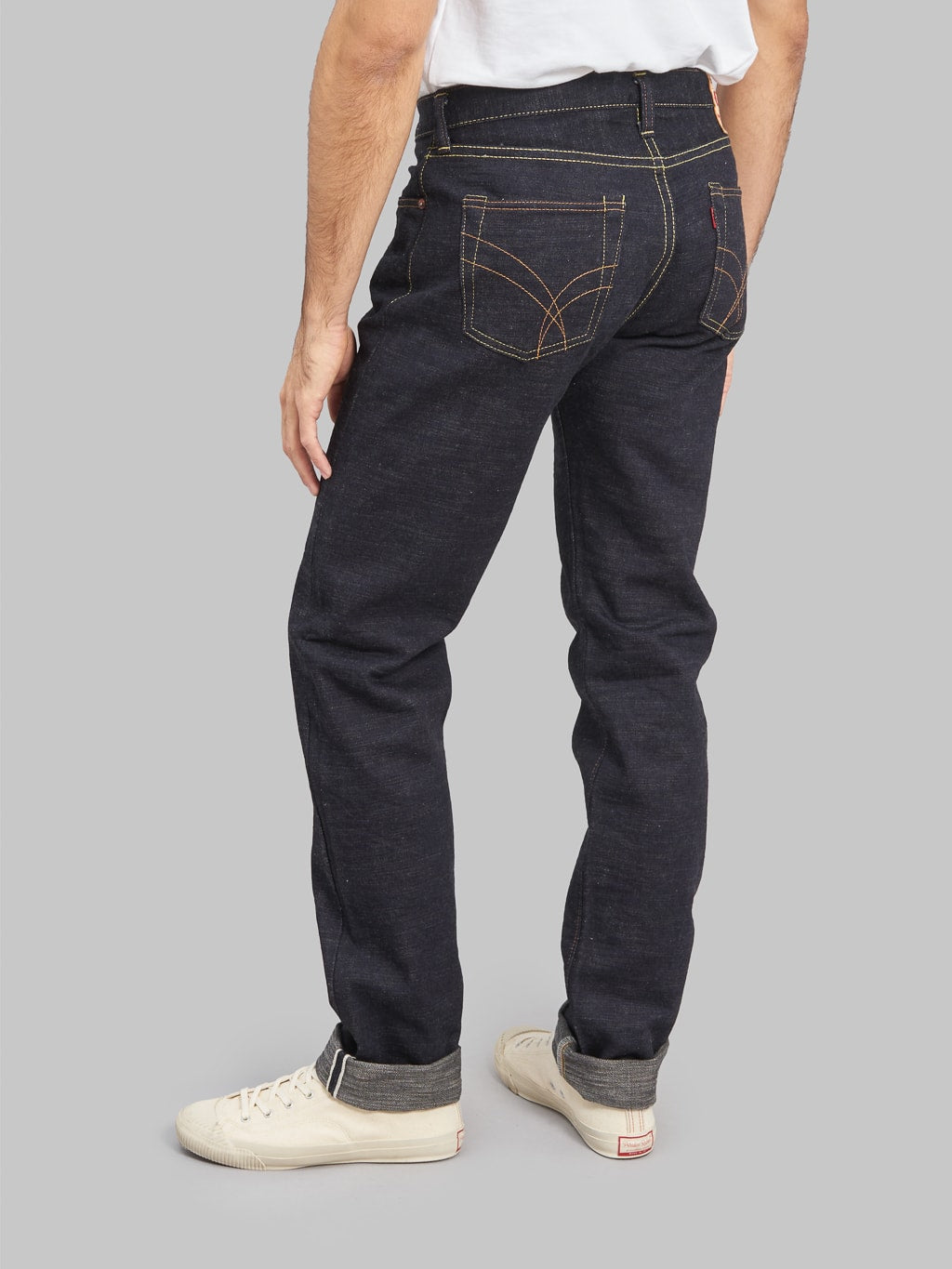 The Strike Gold 5104 Slub Grey Weft Straight Tapered Jeans fit