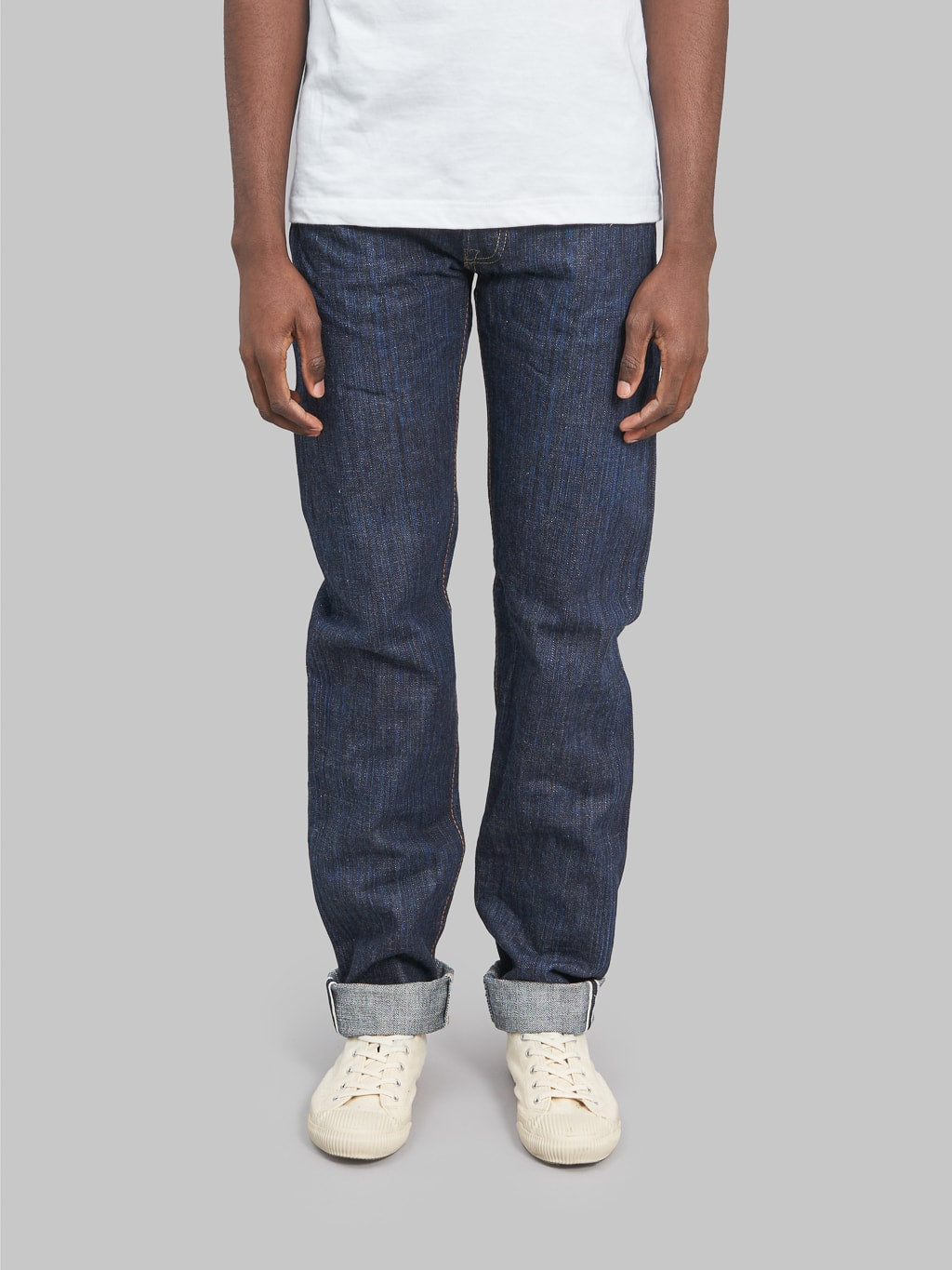 The Strike Gold 8104 Shower Slub straight tapered jeans front
