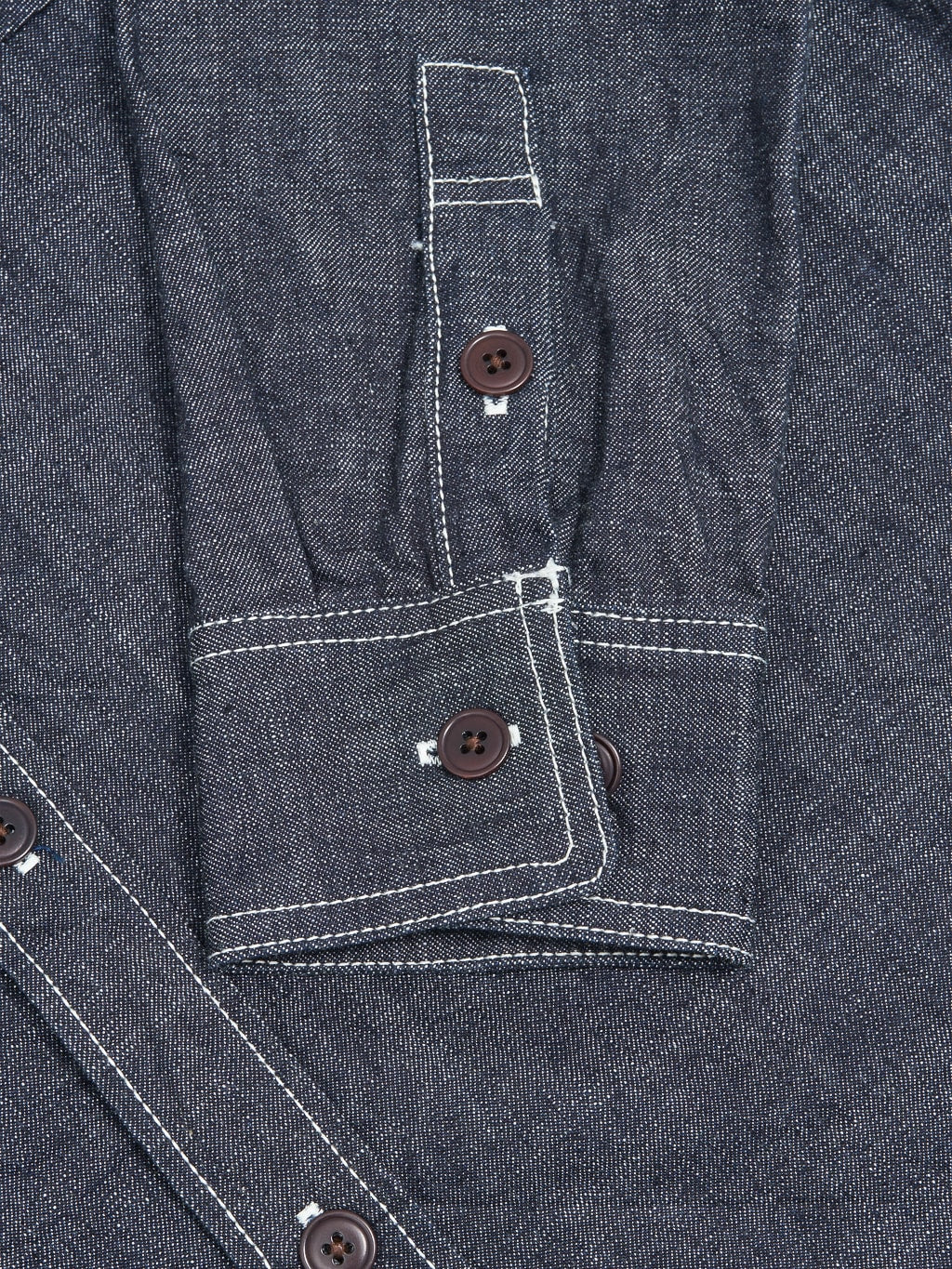 The Strike Gold Grey Slub Selvedge Denim Work Shirt cuff