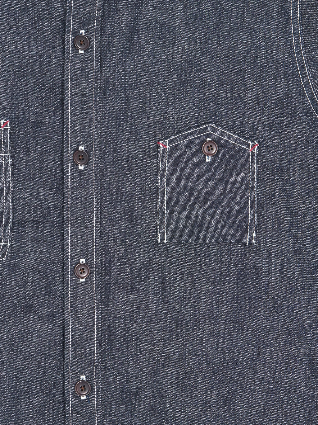 The Strike Gold Grey Slub Selvedge Denim Work Shirt front pocket