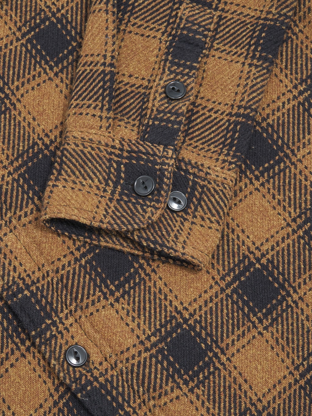 The Strike Gold Recycled Cotton Flannel Check Work Shirt Brown cuff