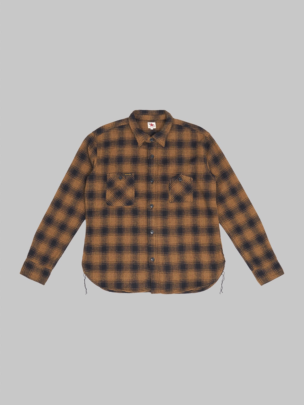 The Strike Gold Recycled Cotton Flannel Check Work Shirt Brown front