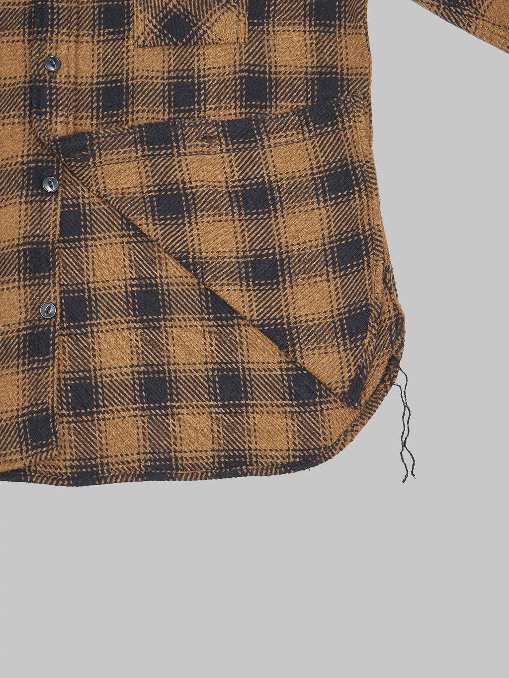 The Strike Gold Recycled Cotton Flannel Check Work Shirt Brown interior fabric