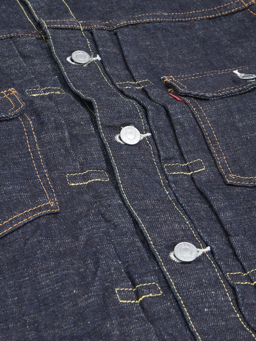 The Strike Gold 15oz Slub Grey Weft Type II Denim Jacket buttons