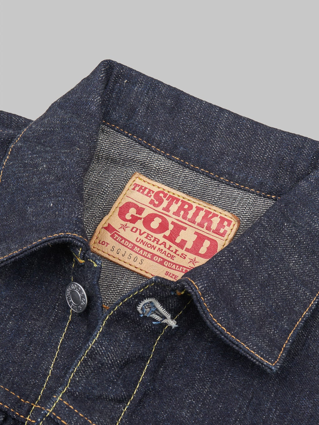 The Strike Gold 15oz Slub Grey Weft Type II Denim Jacket patch