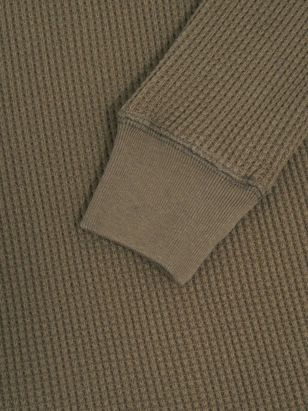 Trophy Clothing Heavy Waffle Mil Long Sleeve Tee Olive ribbed cuff