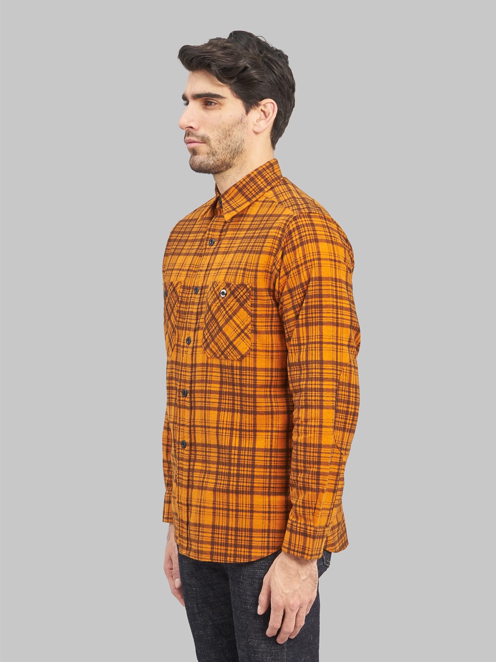 Trophy Clothing Machine Signal Check Shirt Orange side fit