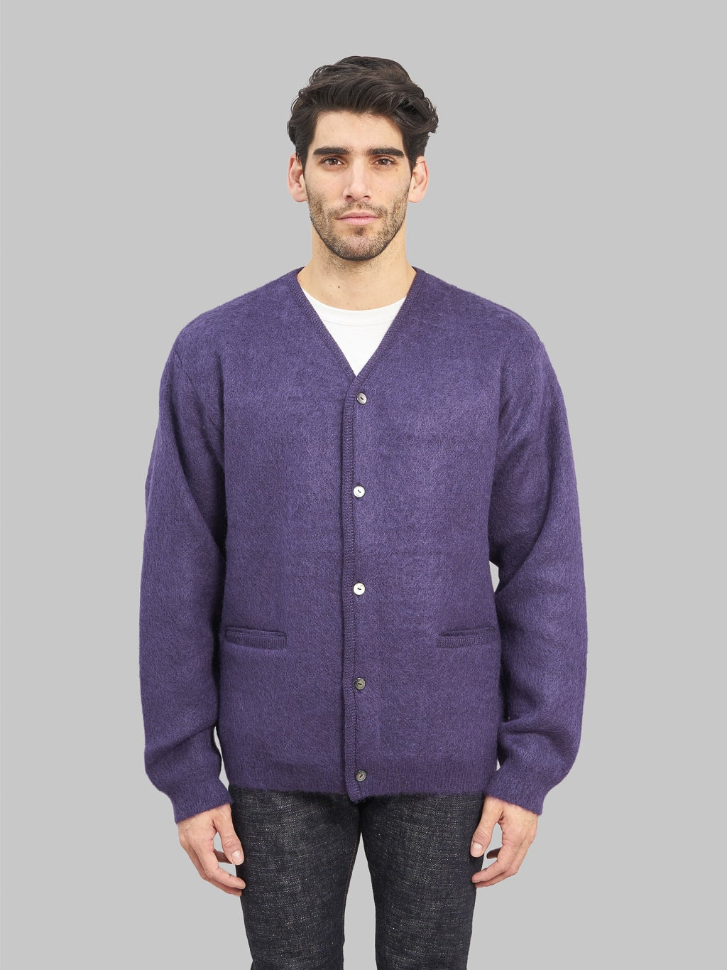 Trophy Clothing Mohair Knit Cardigan Dark Purple