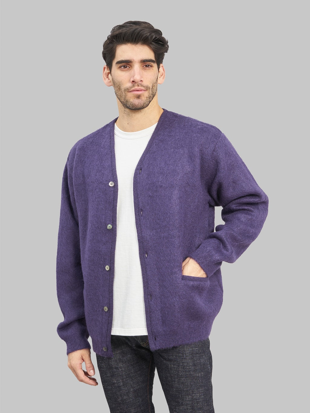Trophy Clothing Mohair Knit Cardigan Dark Purple look
