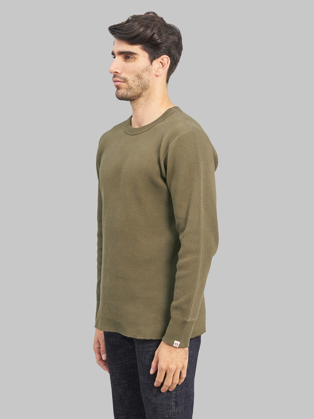 UES Double Honeycomb Thermal TShirt Brown model side fit