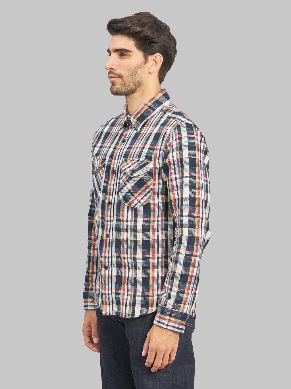 UES Heavy Flannel Shirt Light Navy