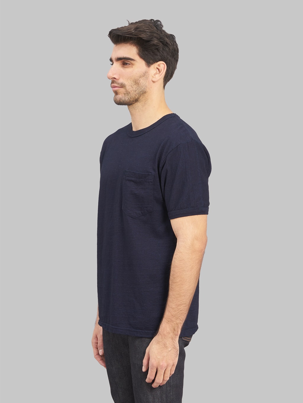 UES Indigo Pocket Tshirt  model side fit
