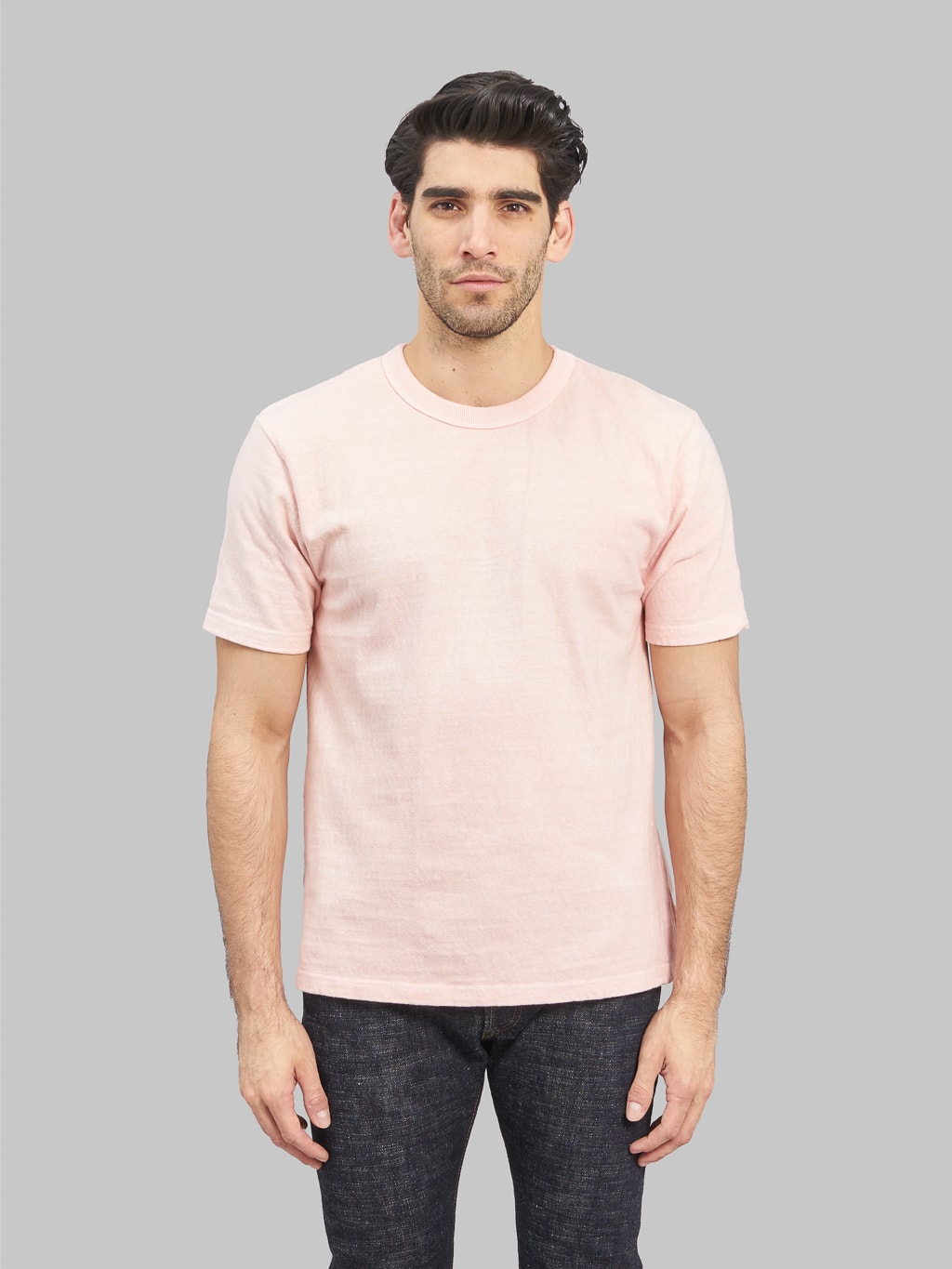 UES N8 Slub Nep Short Sleeve TShirt pink front fit