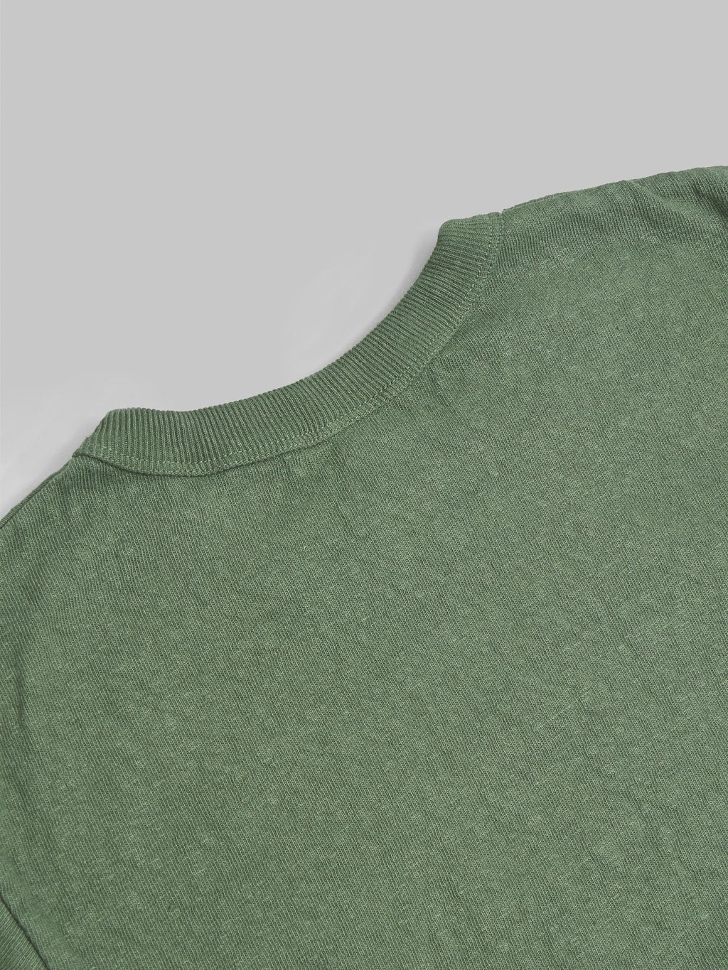 Ues slub nep short sleeve tshirt green cotton fabric texture