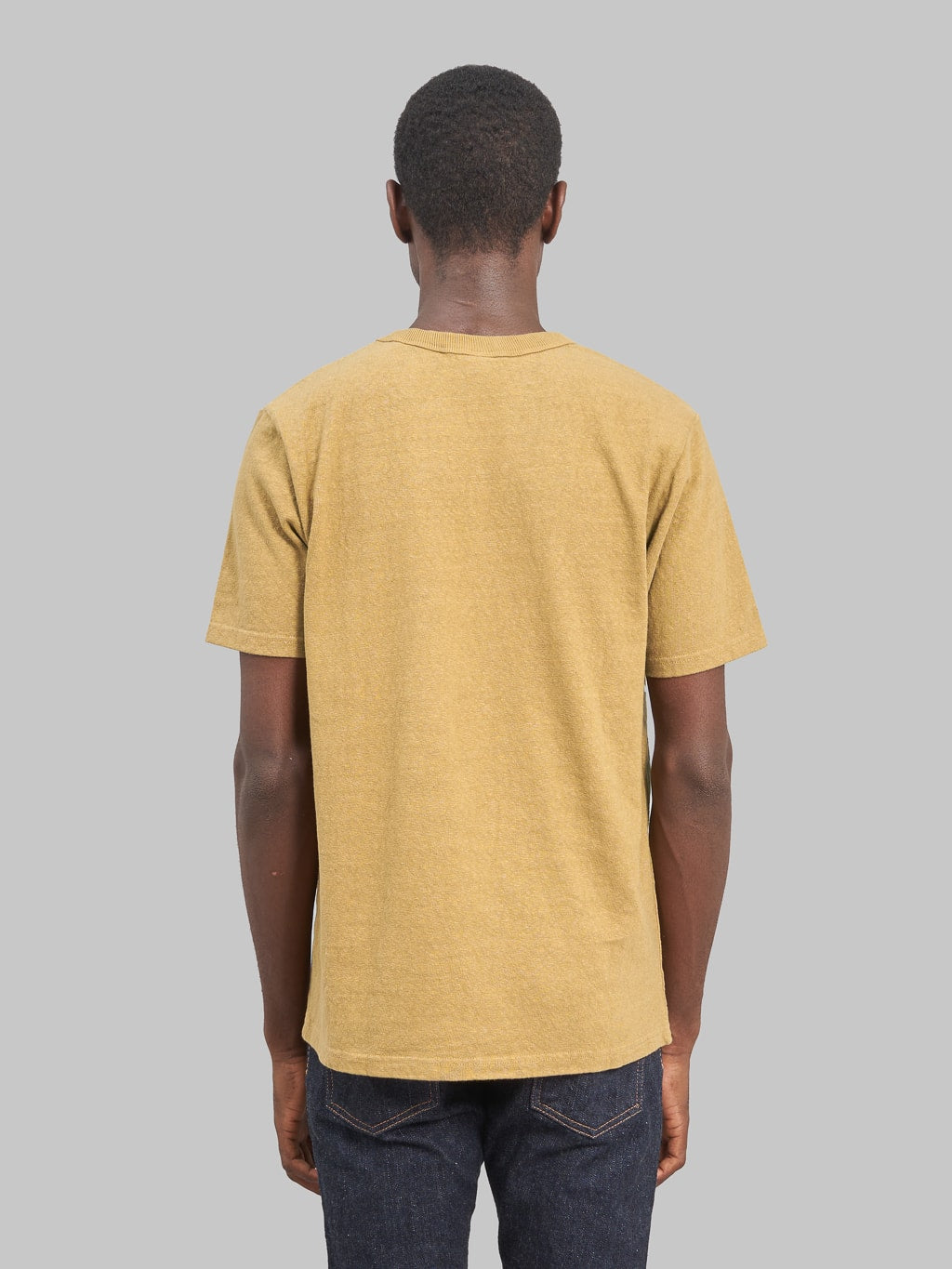 UES N8 Slub Nep Short Sleeve TShirt yellow model back fit