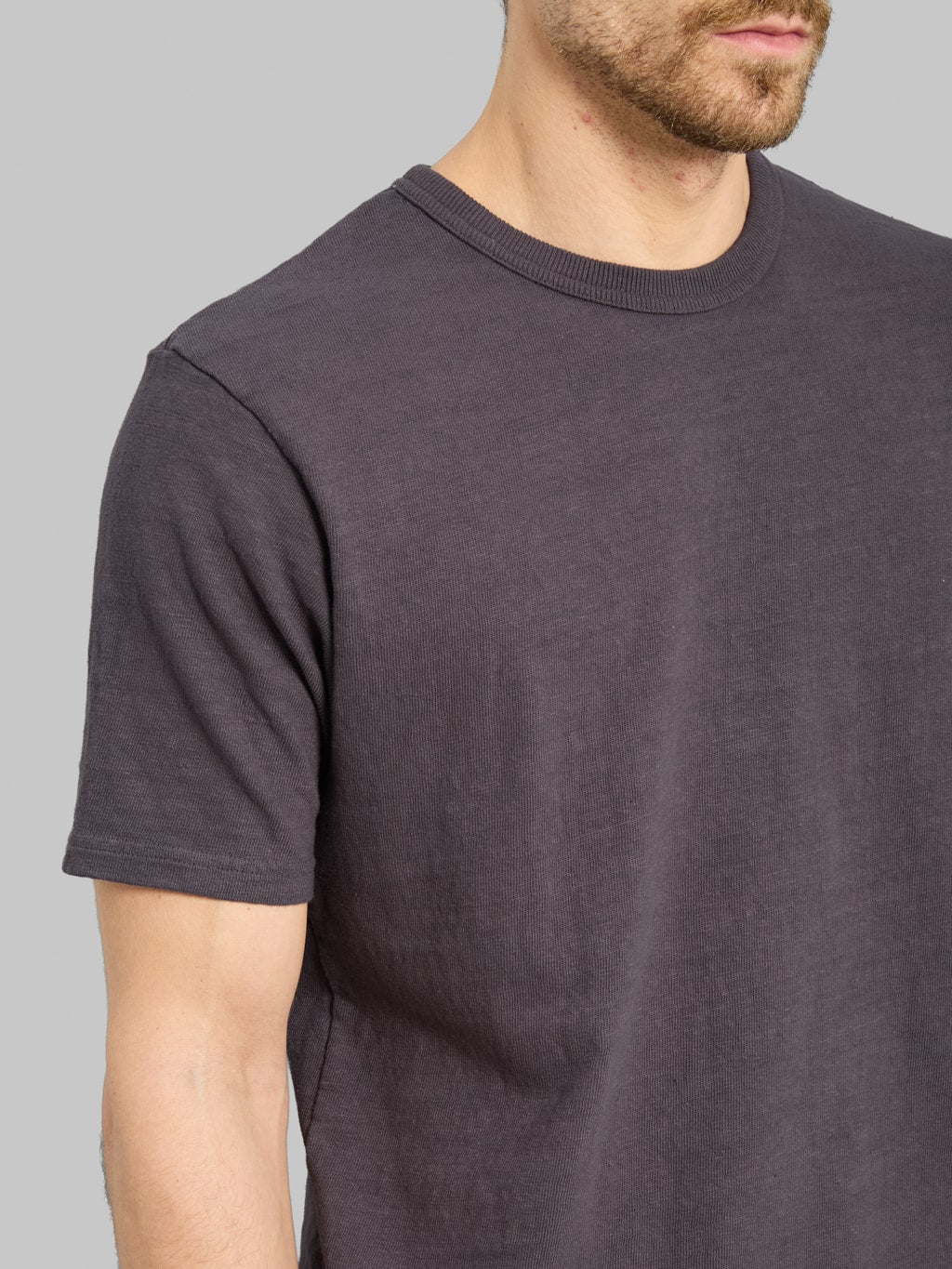 UES No.8 Slub Nep Short Sleeve T-Shirt Purple Navy