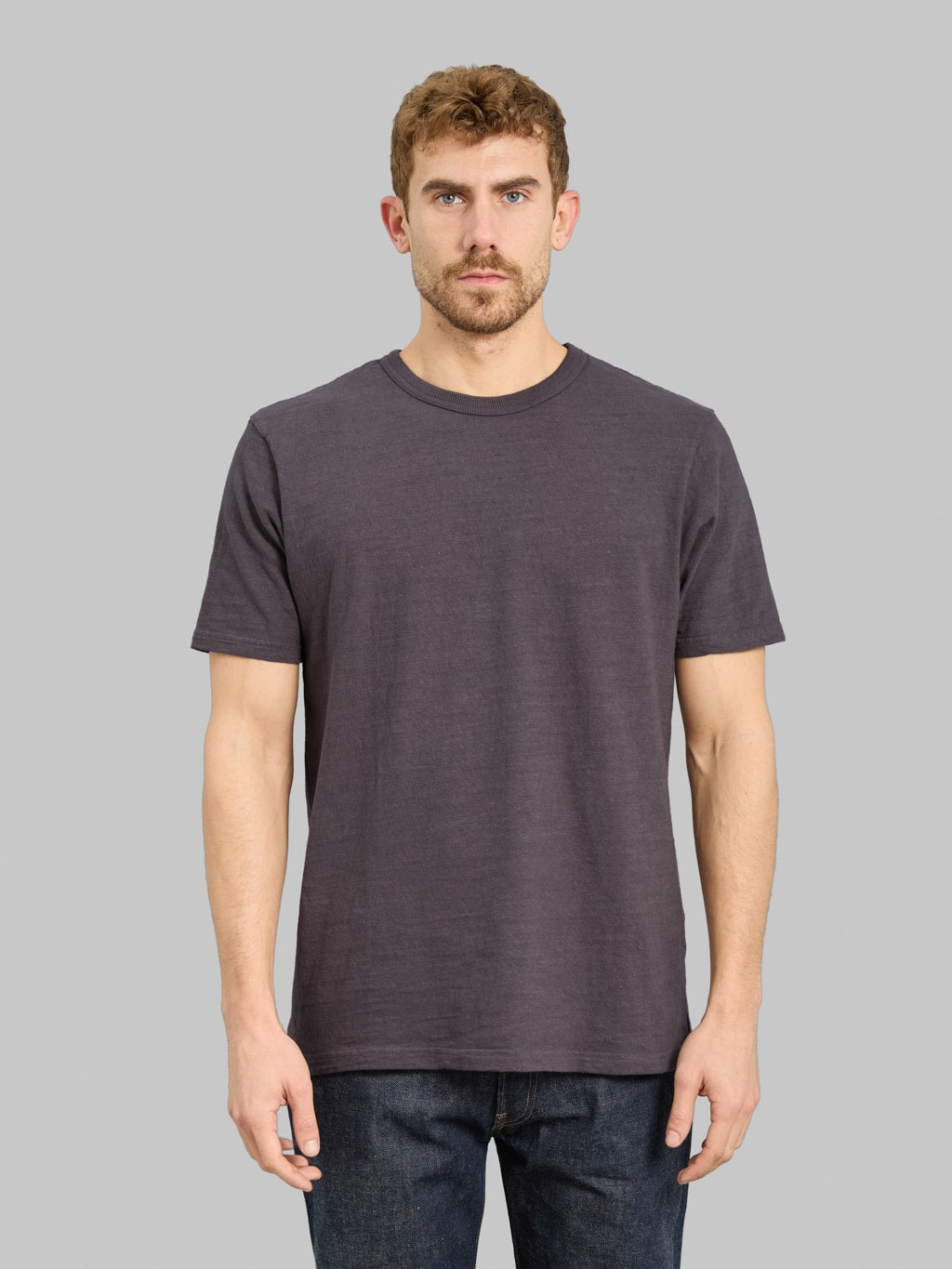 UES No.8 Slub Nep Short Sleeve T-Shirt Purple Navy