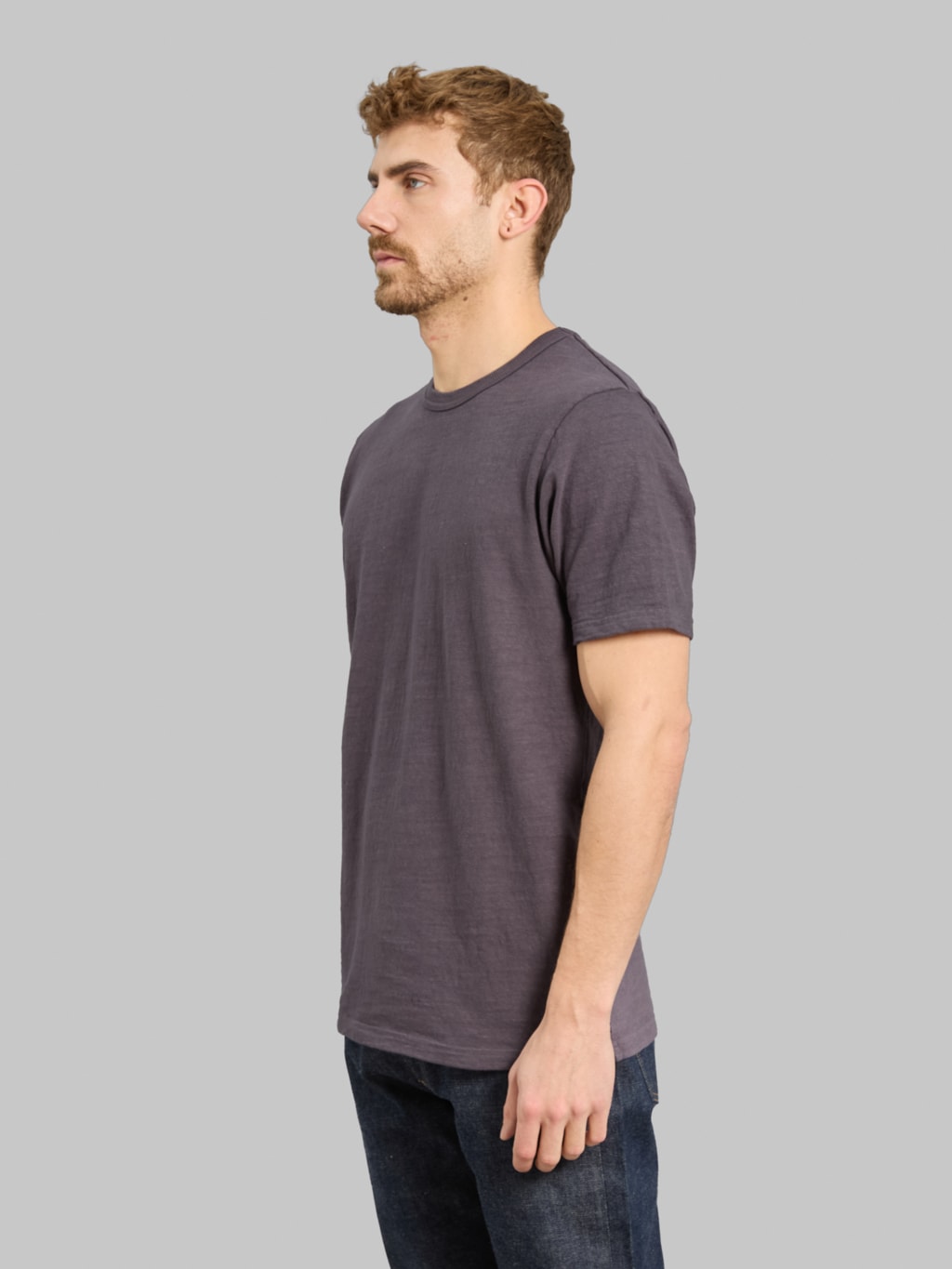 UES No.8 Slub Nep Short Sleeve T-Shirt Purple Navy