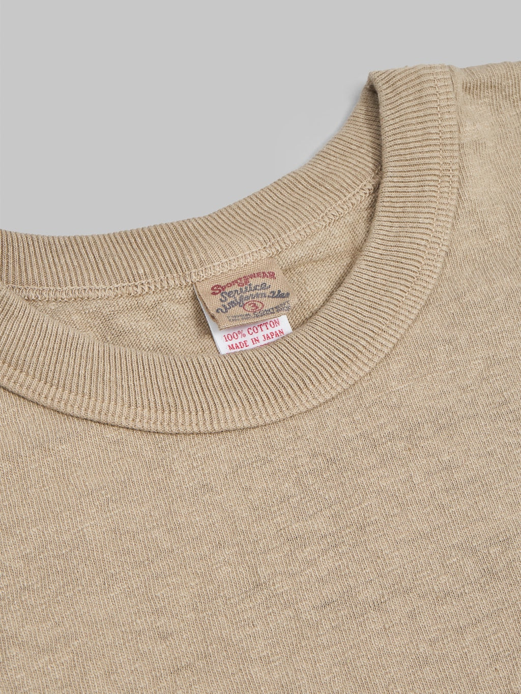 UES No8 Slub Nep long Sleeve TShirt Beige interior tag