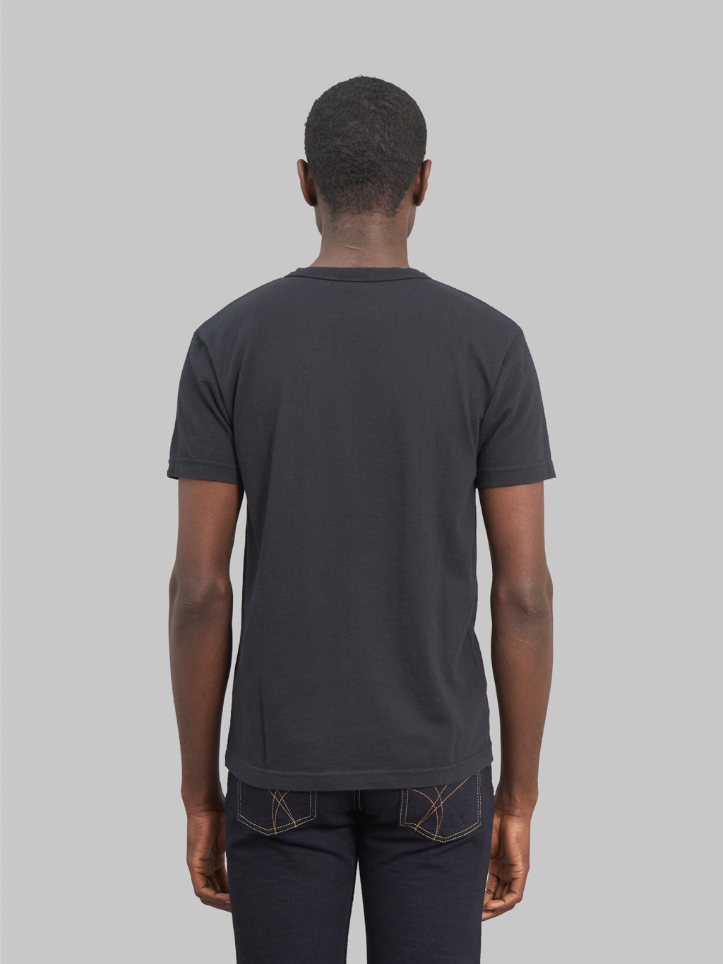 UES Ramayana Henley Neck TShirt Black model back fit