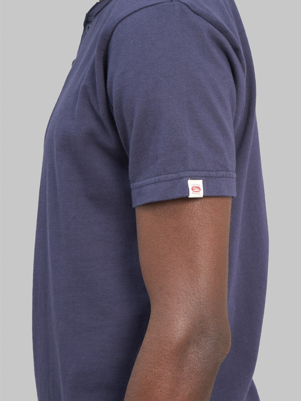 UES Ramayana Henley Neck TShirt navy sleeve logo
