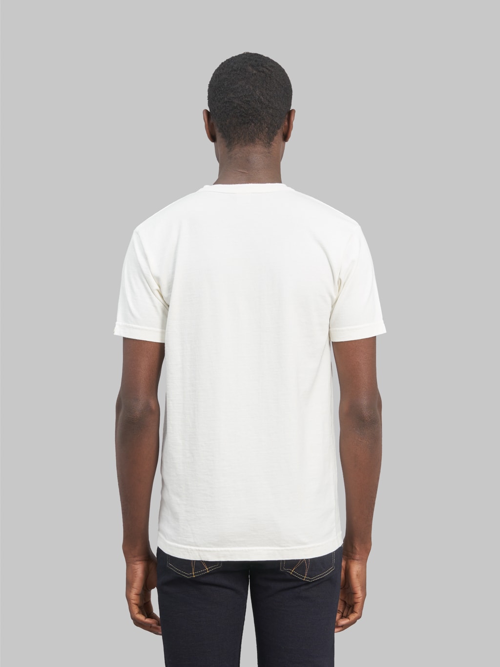 UES Ramayana Henley Neck TShirt white model back fit