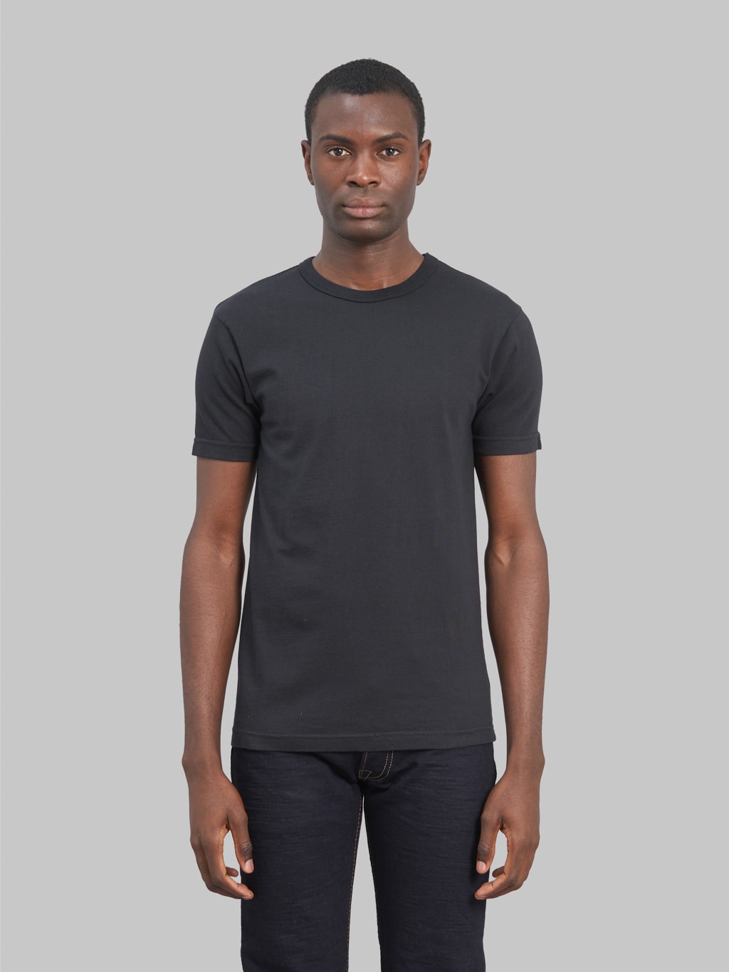 UES Ramayana crewneck TShirt black model front fit