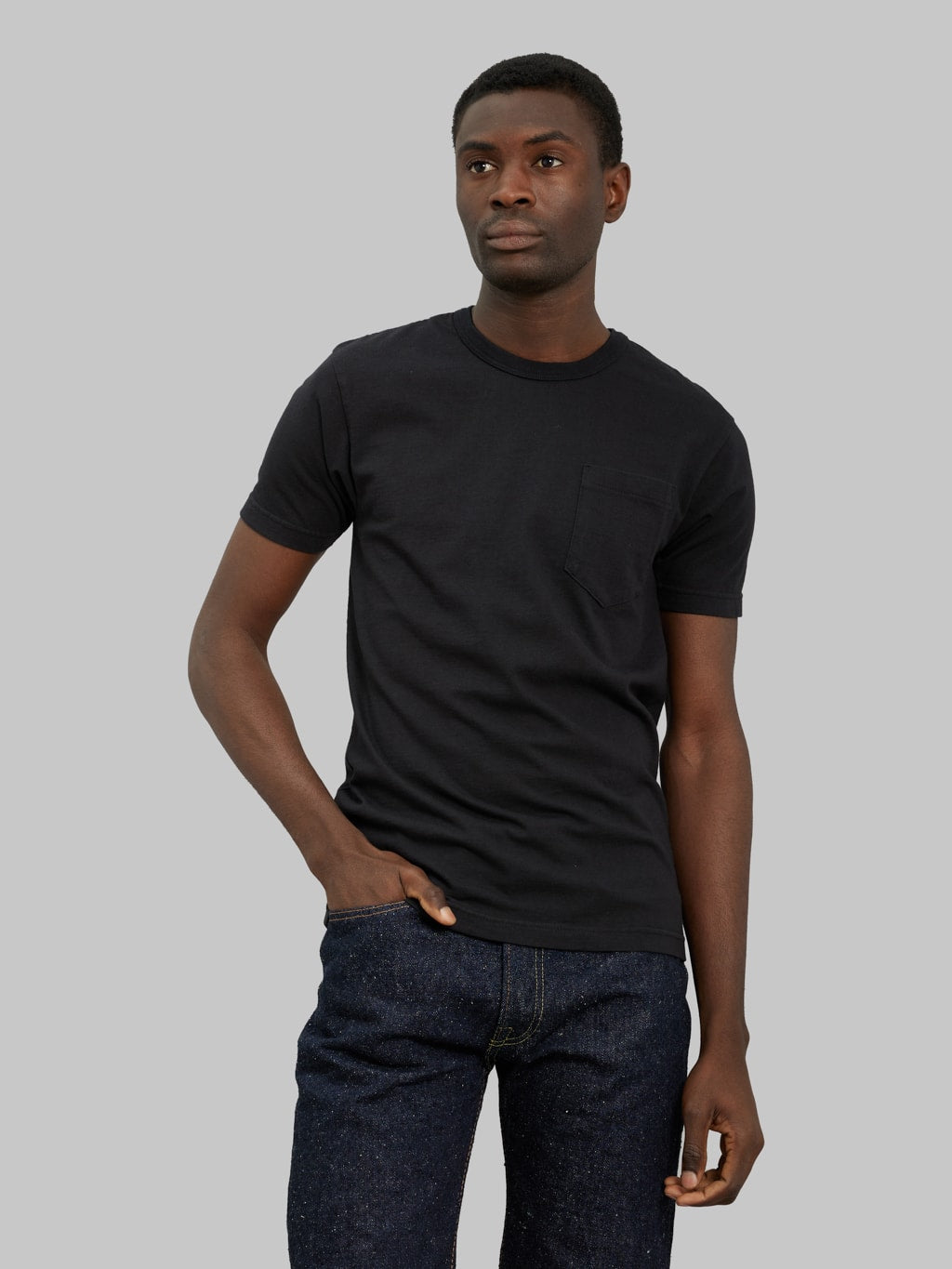 UES Ramayana crewneck pocket TShirt black fit