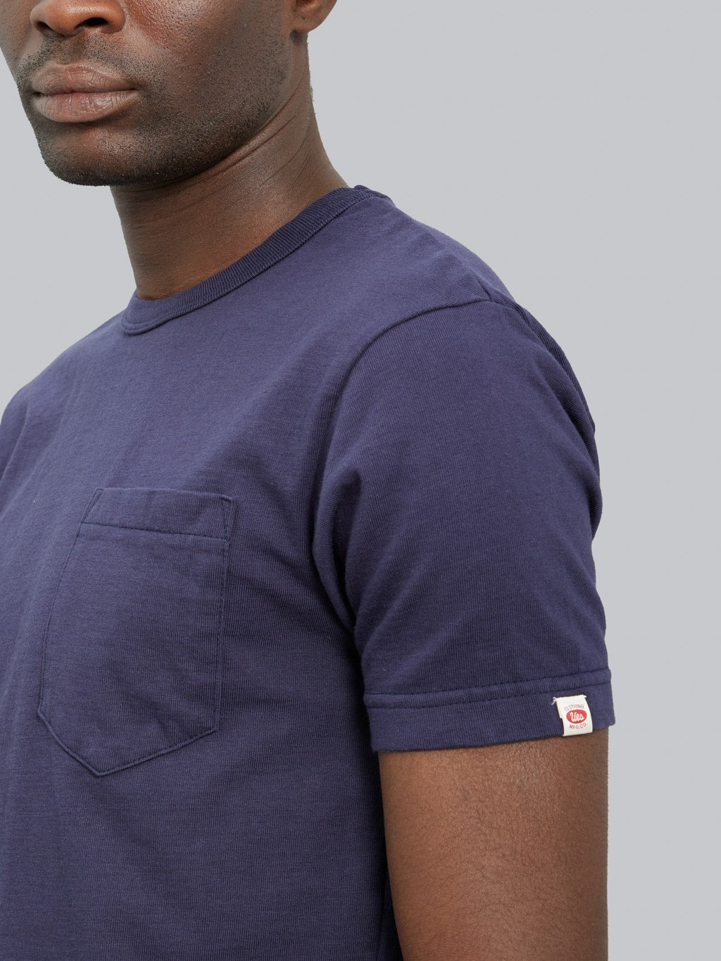 UES Ramayana crewneck pocket TShirt navy sleeve