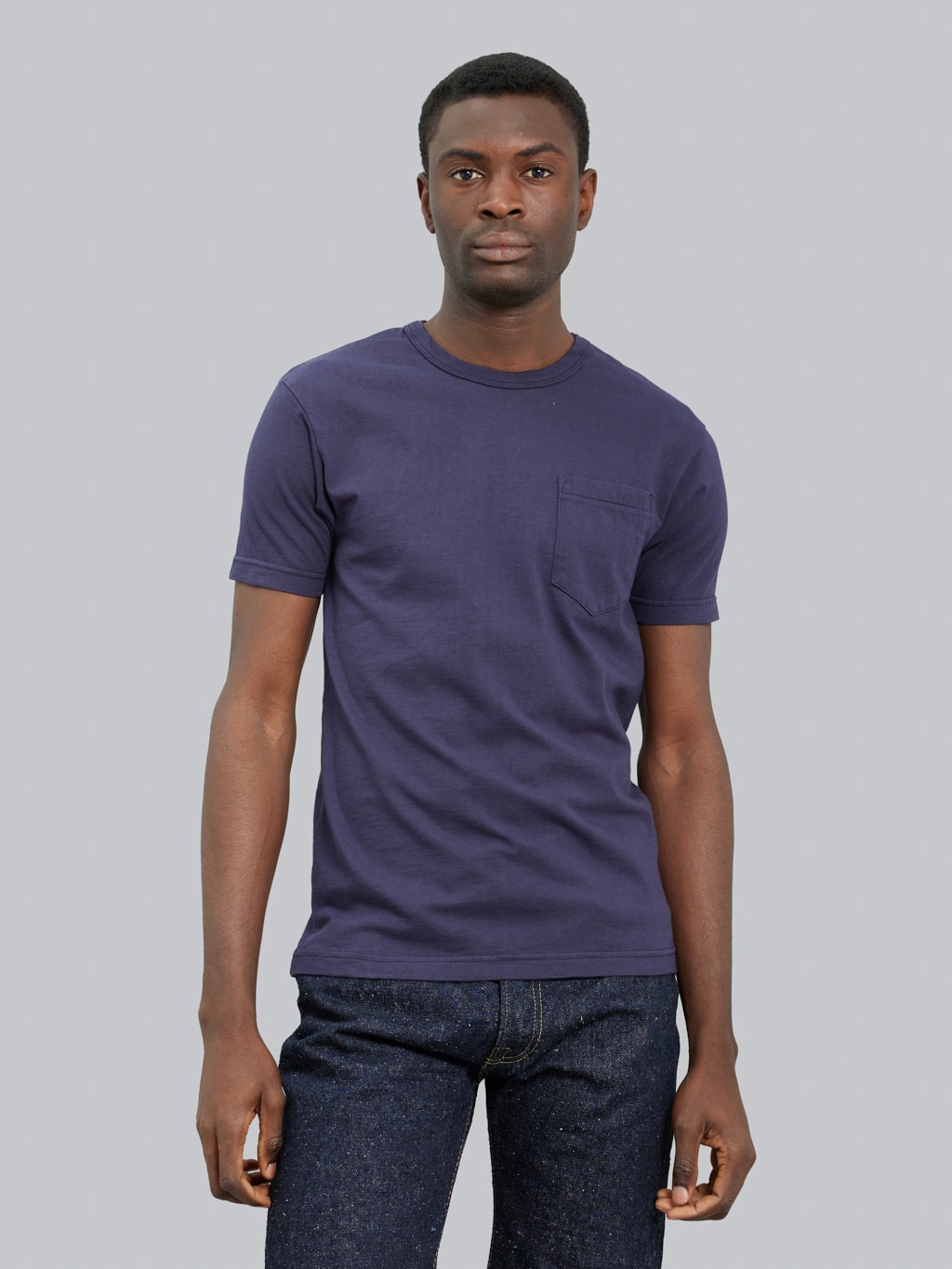 UES Ramayana crewneck pocket TShirt navy front look