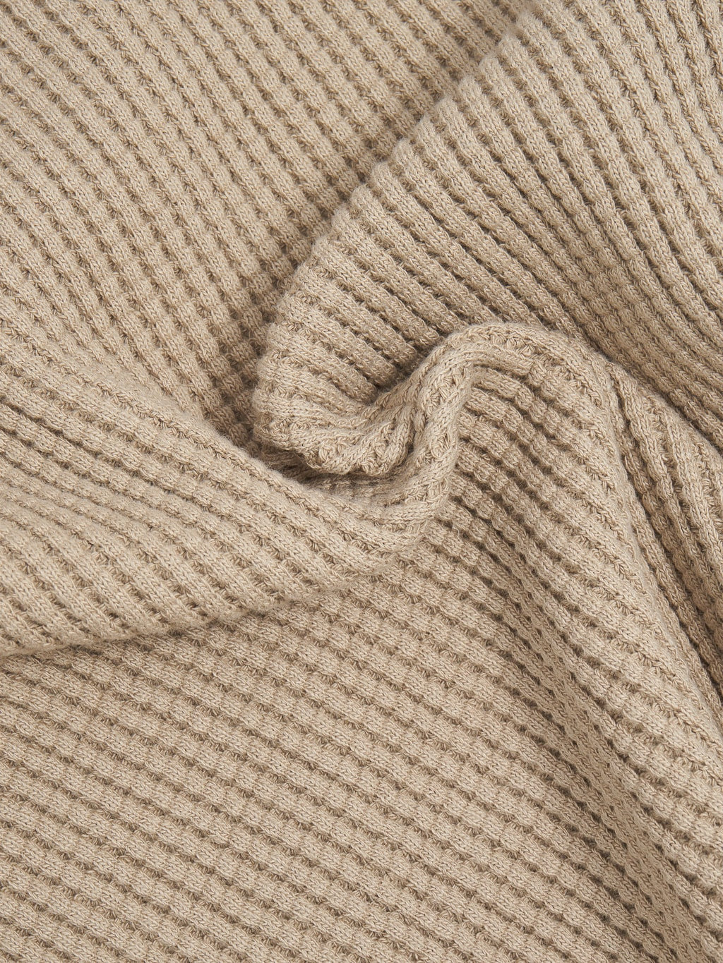 UES Thermal Big Waffle Henley TShirt Beige texture