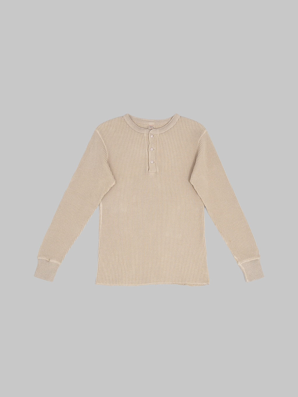 UES Thermal Big Waffle Henley TShirt Beige front