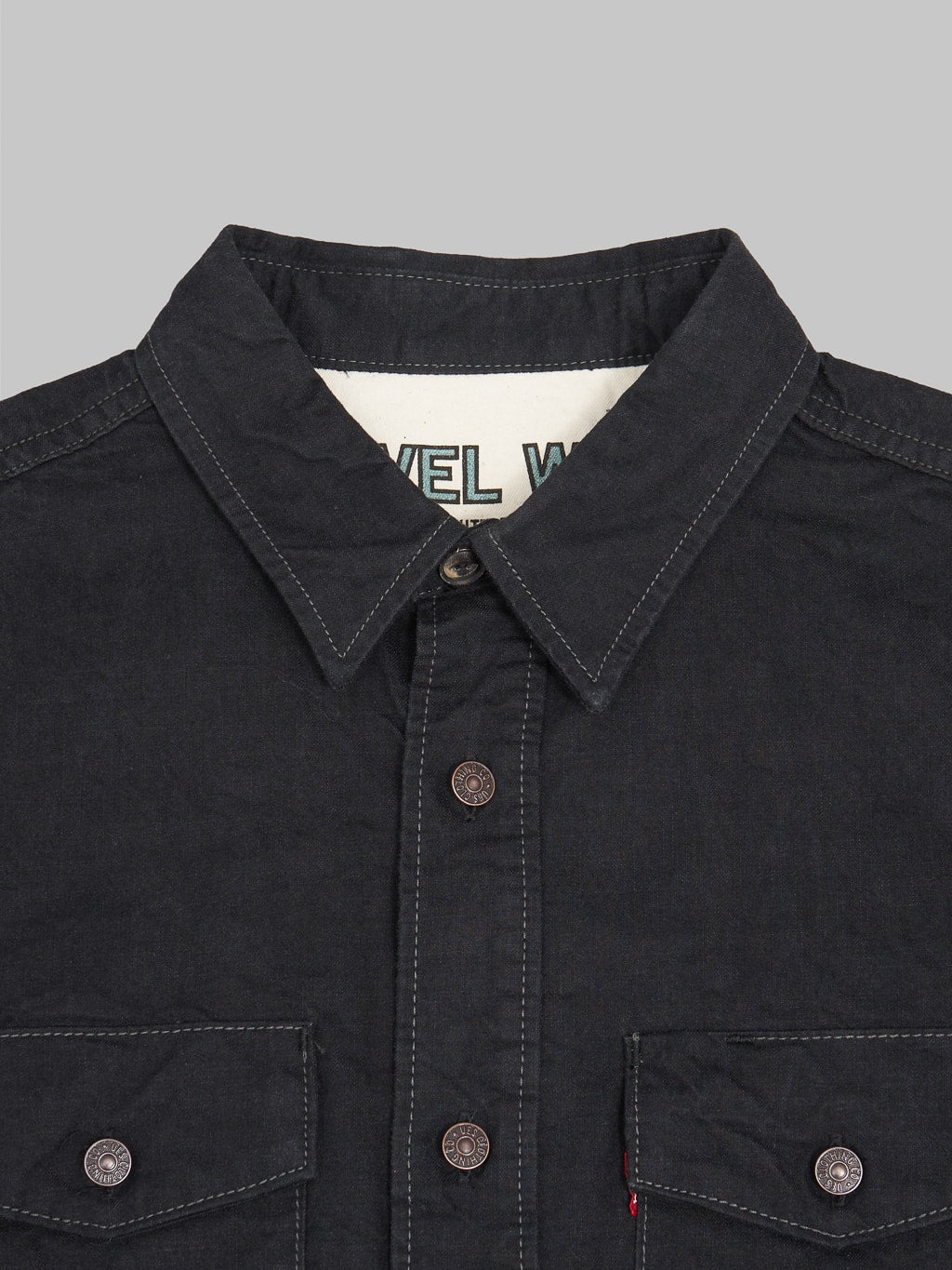 UES traveling shirt black metal button