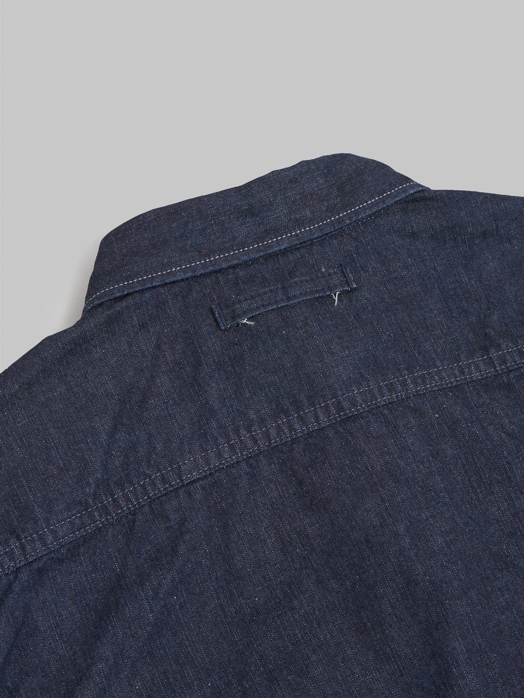 Ues Traveling Shirt Indigo selvedge denim collar back detail