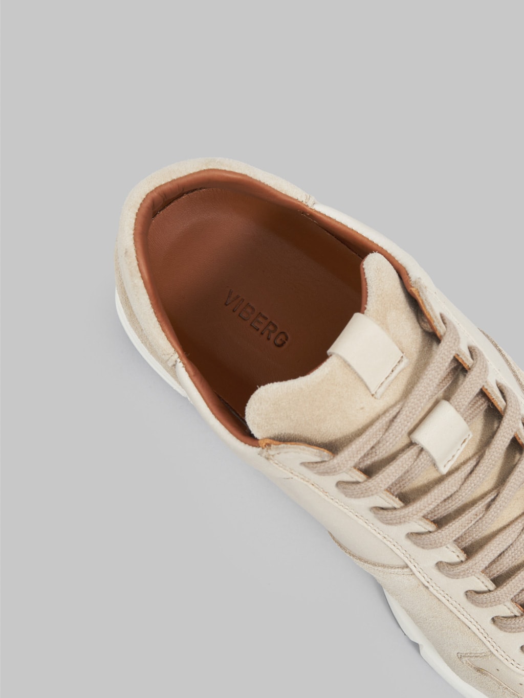 Viberg Sneaker Parchment Janus Calf Suede leather interior fabric