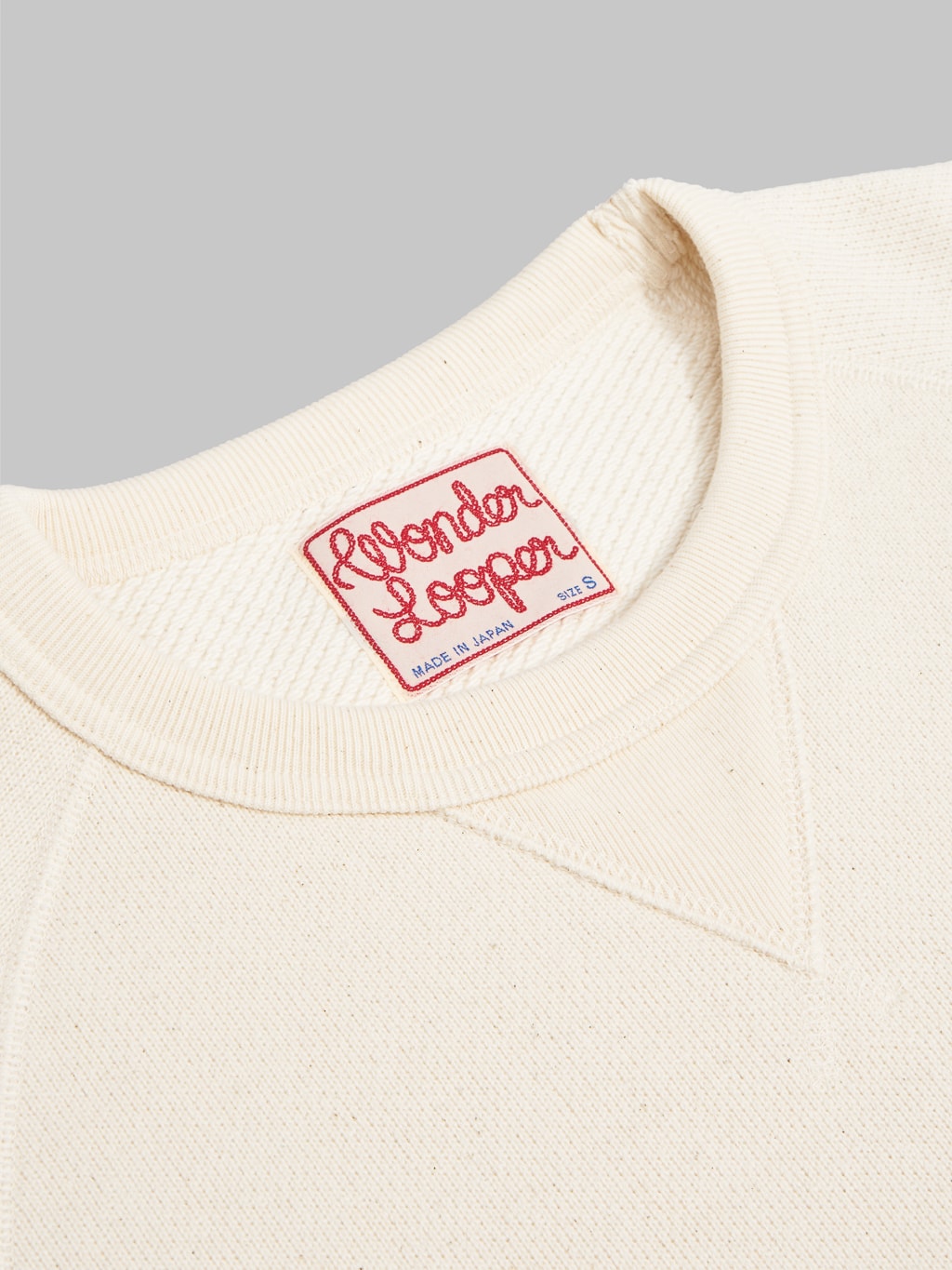 Wonder Looper Pullover Crewneck Double Heavyweight French Terry Ecru athletic interior label