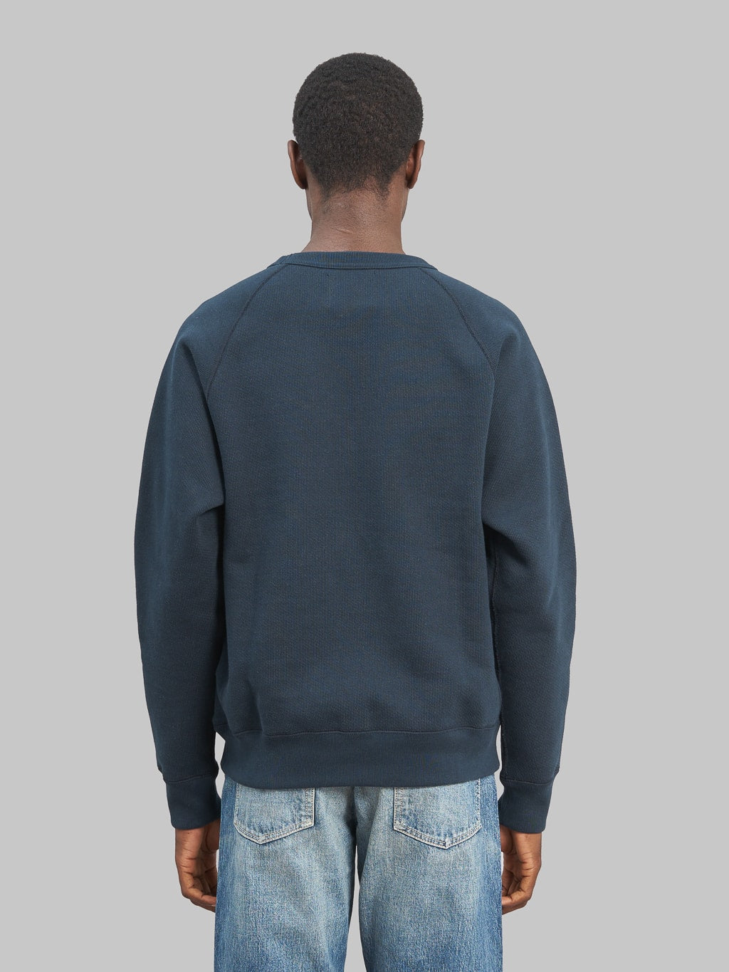 Wonder Looper Pullover Crewneck Double Heavyweight French Terry navy back look