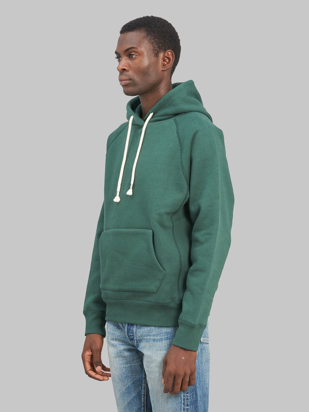 Wonder Looper Pullover Hoodie Double Heavyweight French Terry green athletic side fit