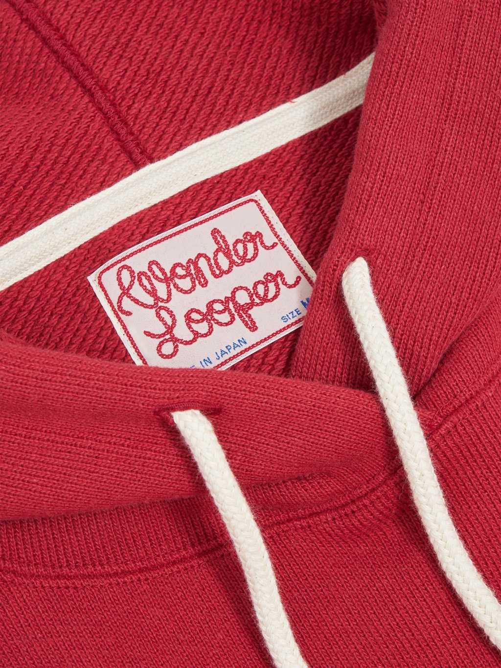 Wonder Looper Pullover Hoodie Double Heavyweight red brand label
