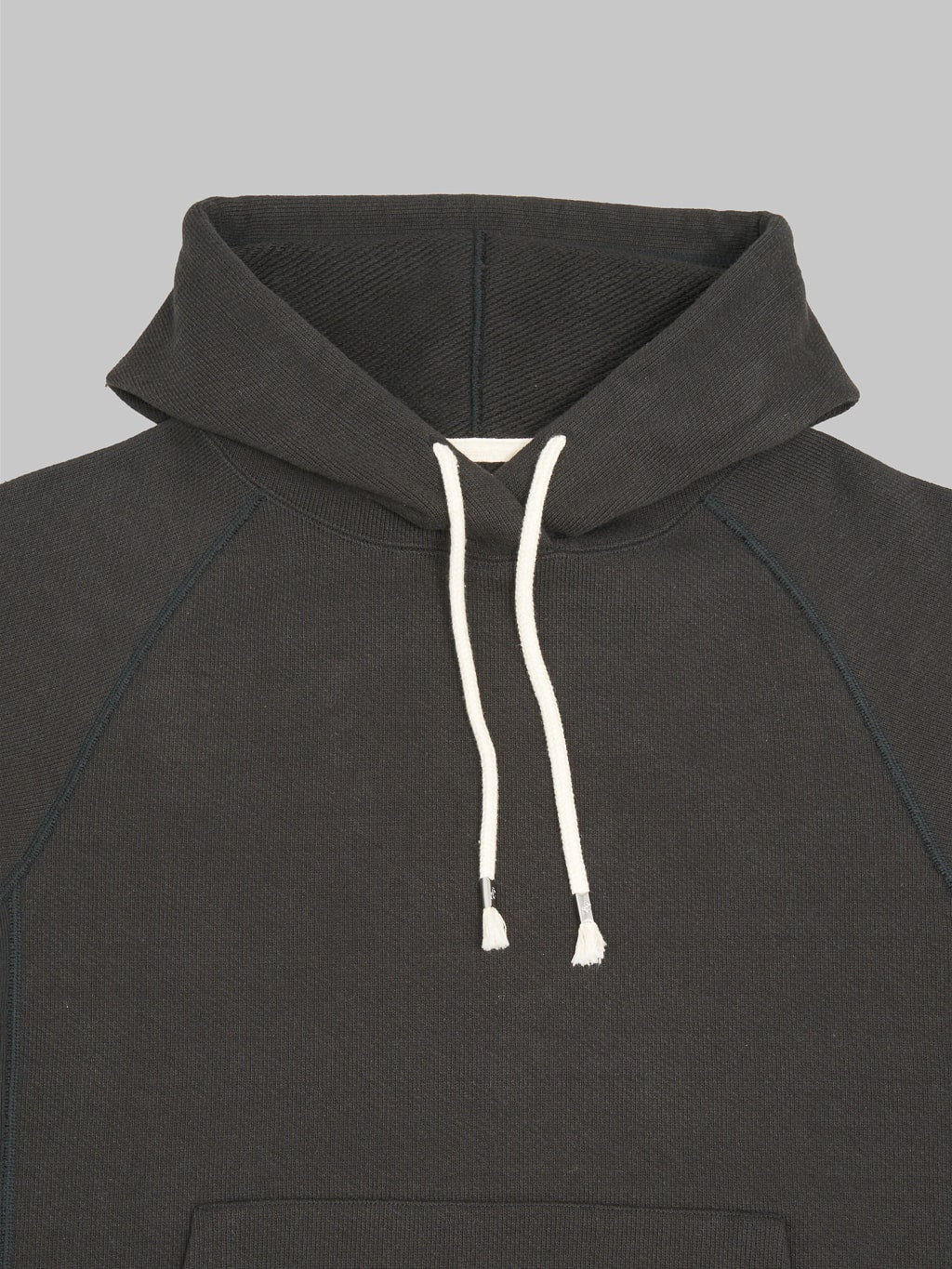 Wonder Looper Pullover Hoodie Double Heavyweight French Terry sumi black collar details
