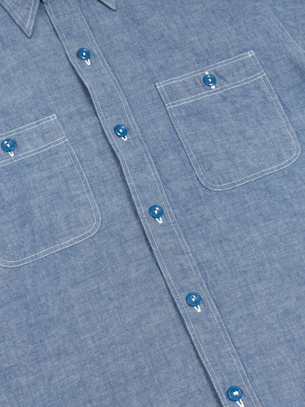 Buzz Rickson's BR35856 Chambray Short Sleeve Work Shirt Blue