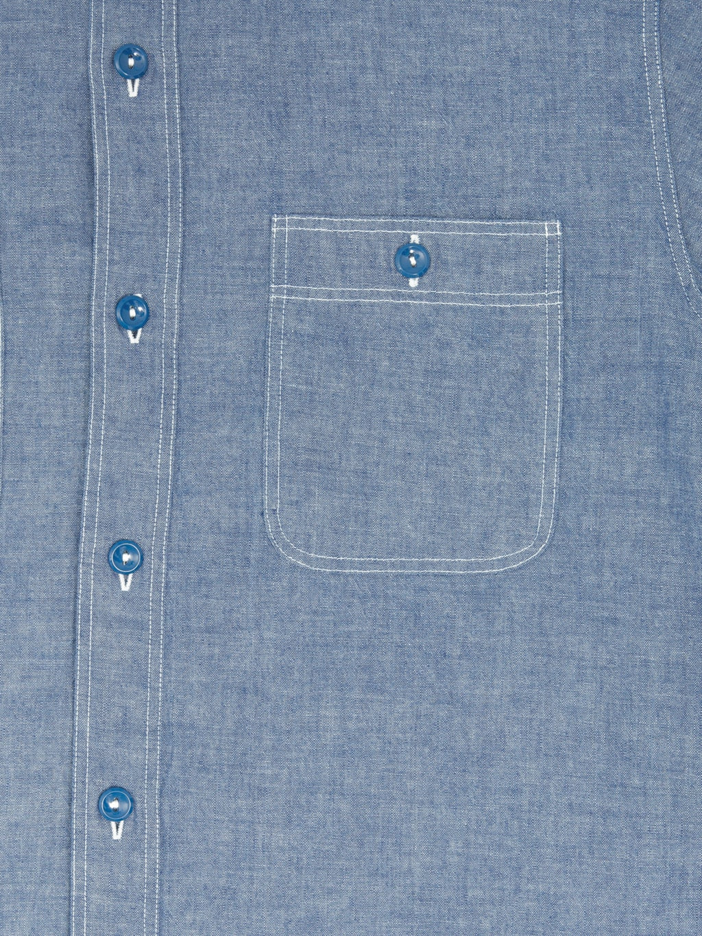 Buzz Rickson's BR35856 Chambray Short Sleeve Work Shirt Blue