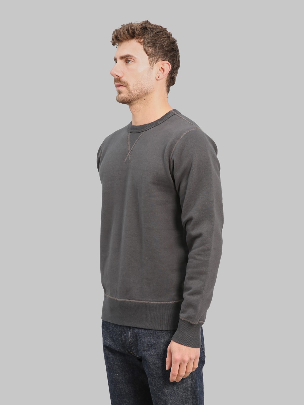 Buzz Ricksons BR65622 Set In Crewneck Sweatshirt Black side fit